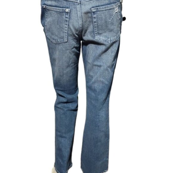 Bisou Bisou Vintage Rhinestone Women's Denim Jeans Blue Fade Size 10 with Chain - Picture 6 of 11
